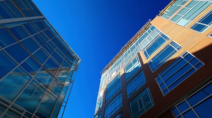 Canvas Print - construction site for a large building with a clear blue sky background  