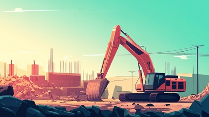 Sticker - construction site vector flat minimalistic isolated illustration  