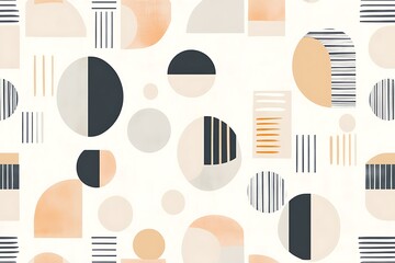 Canvas Print - Abstract pattern featuring geometric shapes and lines in soft colors.