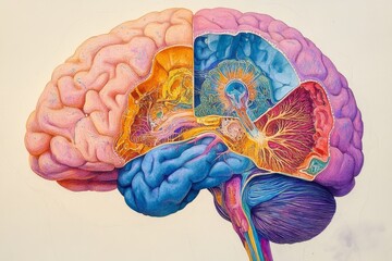 Colorful Anatomical Illustration of the Human Brain