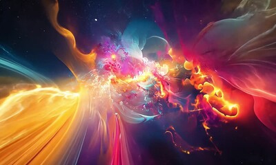 Wall Mural - vibrant cosmic explosion of colors in space with ai generated.