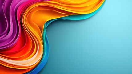 Wall Mural - Colorful wave abstract design with vibrant gradients on a smooth blue background.