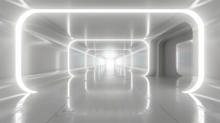 Wall Mural - White background 3D room light abstract space technology