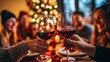 © alan - Celebrating Christmas with loved ones over a meal and non-alcoholic red wine