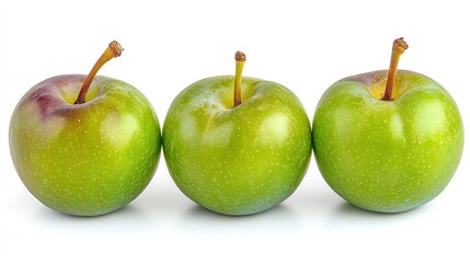 Wall Mural - Green gage plums, isolated on a white background, detailed and vibrant