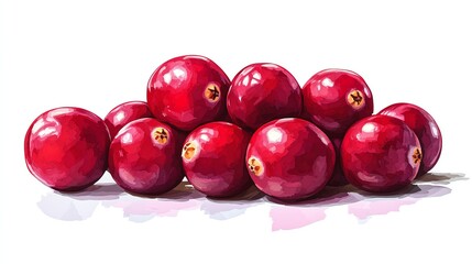 Wall Mural - Red cranberries, isolated on a white background, vibrant and detailed