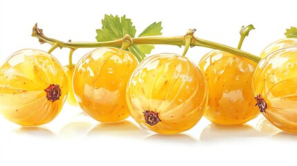 Canvas Print - Yellow gooseberries, isolated on a white background, vibrant and detailed