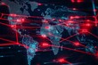 © peerawat - Global cyber attack concept with red lines connecting various points on a digital world map, showing multiple hacking attempts.