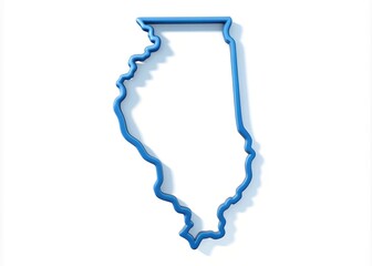 Vibrant blue isolated outline of the state of Illinois, featuring its distinctive shape with rounded edges and subtle texture, set against a pure white background.