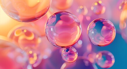 Colorful soap bubbles on white background.render illustration.