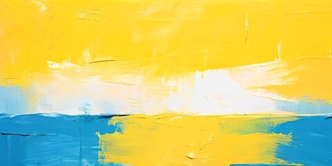 Poster - A painting of a yellow and blue sky with a white horizon