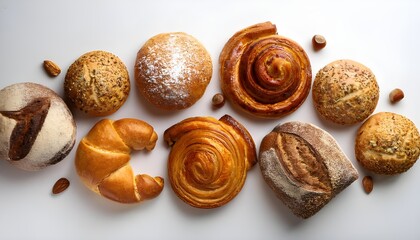 Bread on white background