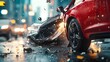 © tuiphotoengineer - Futuristic scene of a major car accident on a city road with vehicles severely damaged from a head on collision