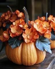 Canvas Print - pumpkin decorations for family celebration at home