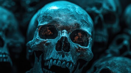 Halloween skull in the dark