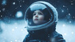 © Erika - un niño con casco y traje de astronauta soñando e imaginando fantasía y aventuras infantiles soñando con el universo y el espacio