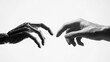 © nicole - a robotic hand reaching towards a human hand, representing innovation, artificial intelligence, and the future of human-robot collaboration
