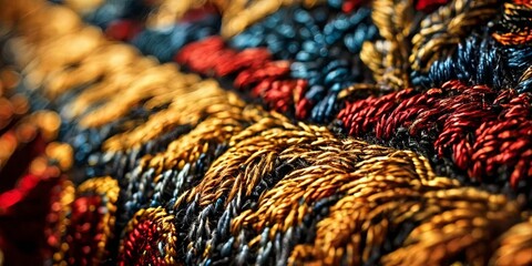 Poster - A colorful piece of fabric with a pattern of red, blue, and yellow