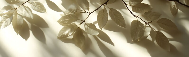 Aufkleber - Soft, delicate shadows of leaves create an elegant pattern against a light background, evoking a serene and tranquil atmosphere.
