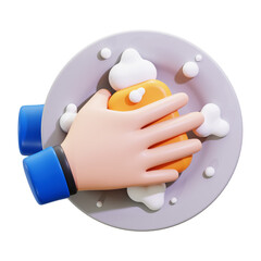 3d Wash Dishes icon. Suitable for hygiene, sanitation, or daily routine concepts