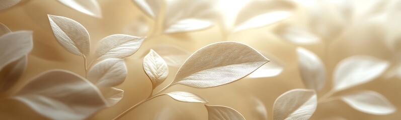 Aufkleber - A soft, illuminated background features delicate, intricate leaves, creating a serene and ethereal atmosphere.