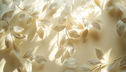 Leinwandbilder - A delicate arrangement of translucent, light-colored leaves creating an ethereal, softly lit natural ambiance.