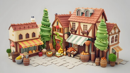 Sticker - Market Square isometric building 3D