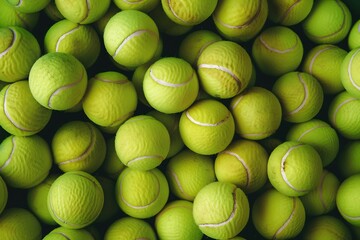 Tennis ball background. Top view of a lot of tennis balls.