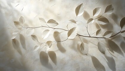 Poster - A serene texture featuring delicate leaves and soft shadows, creating a calming and nature-inspired visual effect.