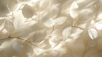 Poster - Delicate white leaves intertwined on a soft, light background, creating an ethereal and serene ambiance.