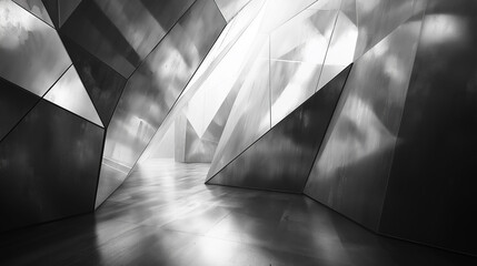 Leinwandbilder - Light reflecting on modern building abstract geometric metal panels