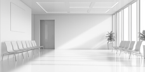 Poster - Modern waiting room with large windows letting natural light in