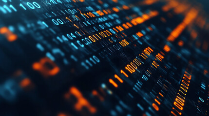 blue orange binary code progamming background