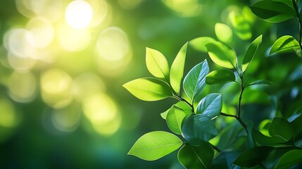 Poster - Lush green leaves glisten in soft sunlight, creating a serene, natural atmosphere filled with vibrant hues and gentle bokeh.