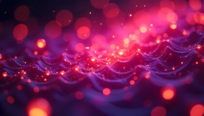 Wall Mural - Vibrant neon waves with a sparkling bokeh effect. Abstract image with energy and mystery, for creative designs and modern backgrounds.