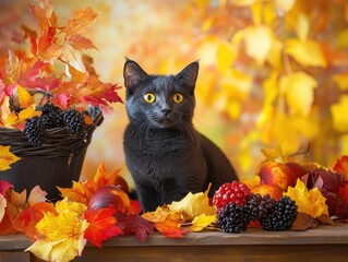 Autumn celebration cat stock image