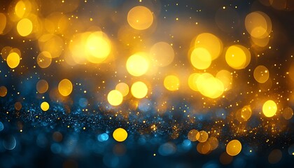 Poster - A mesmerizing blend of golden and blue bokeh lights, creating a dreamy, soft-focus backdrop filled with an enchanting glow.