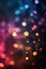 Fototapete - A vibrant, abstract image featuring colorful bokeh effects in shades of blue, pink, and orange, creating a dreamy and festive atmosphere.