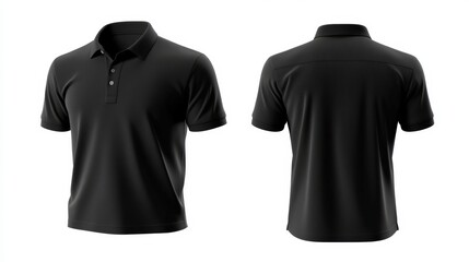 plain black polo shirt mockup design front and rear view isolated on white product mockup