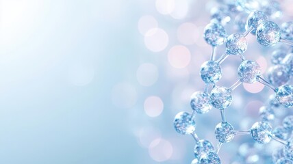 Molecular structure on a soft blue background