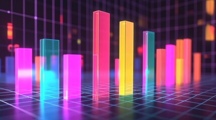 Colorful Data Visualization with Neon Bars and Grid