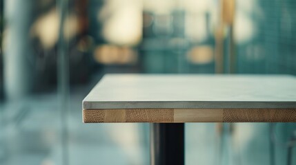 Aufkleber - Minimalist Soft Beige Concrete Table Surface in Modern Indoor Setting with Blurred Eco-Fashion Background