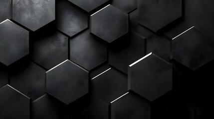 Black Hexagon Geometric Abstract 3D Background