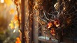 © Elbitaso - Halloween wreath on the doors. dried wreath for halloween. Ai Generative