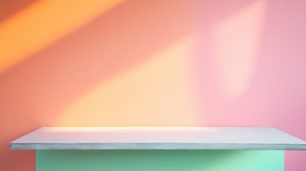 Aufkleber - Modern Minimalist Pastel Pink and Green Concrete Table with Diffused Studio Lighting
