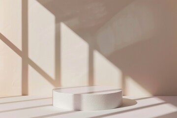 Aufkleber - Minimalist Monochromatic Holographic Podium with Soft Shadows and Natural Diffused Lighting
