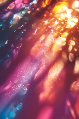 Fototapete - A vibrant, abstract image showcasing colorful light patterns and bokeh effects against a soft backdrop.