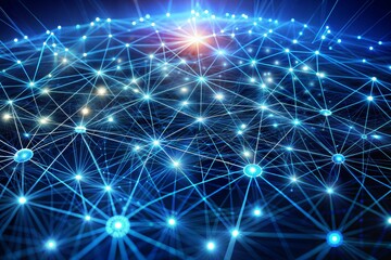 Wall Mural - Futuristic digital network with connections and data nodes
