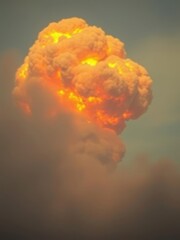 The photo is fuzzy but you can see a massive explosion a thick plume of smoke fills the sky the picture is mostly dark but the colors are vivid and unusual Smoke Explosion Backdrop