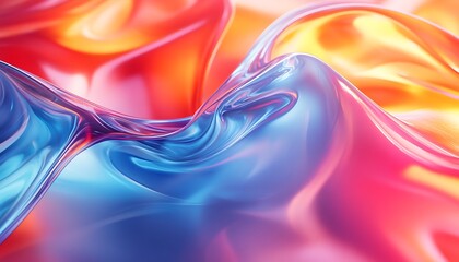 Poster - A vibrant swirl of colorful fabric, blending hues of blue, pink, and orange, creating a silky and smooth texture that evokes a sense of fluidity and motion.
